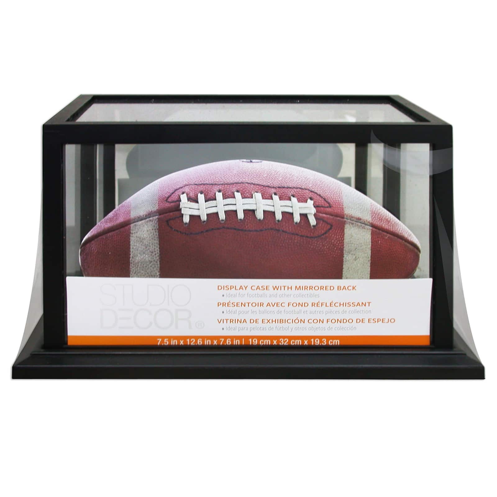 Black Football Display Case With Mirror Back by Studio Décor® - Image 3