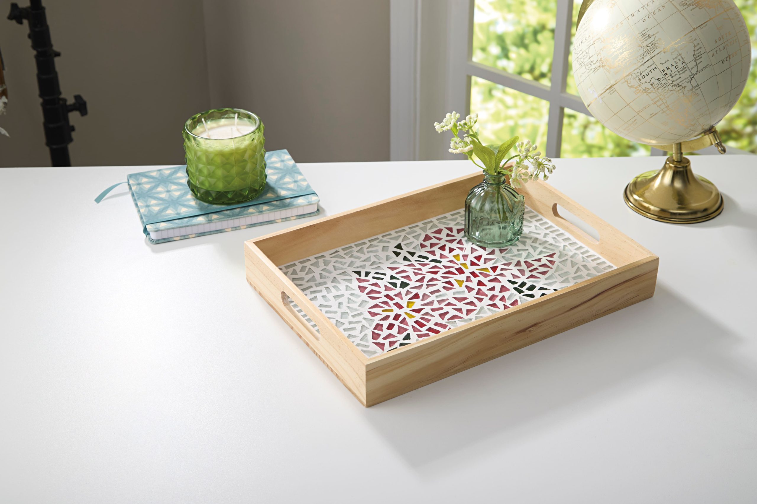 10" x 14" Pink Flowers Mosaic Tray Kit by Make Market®