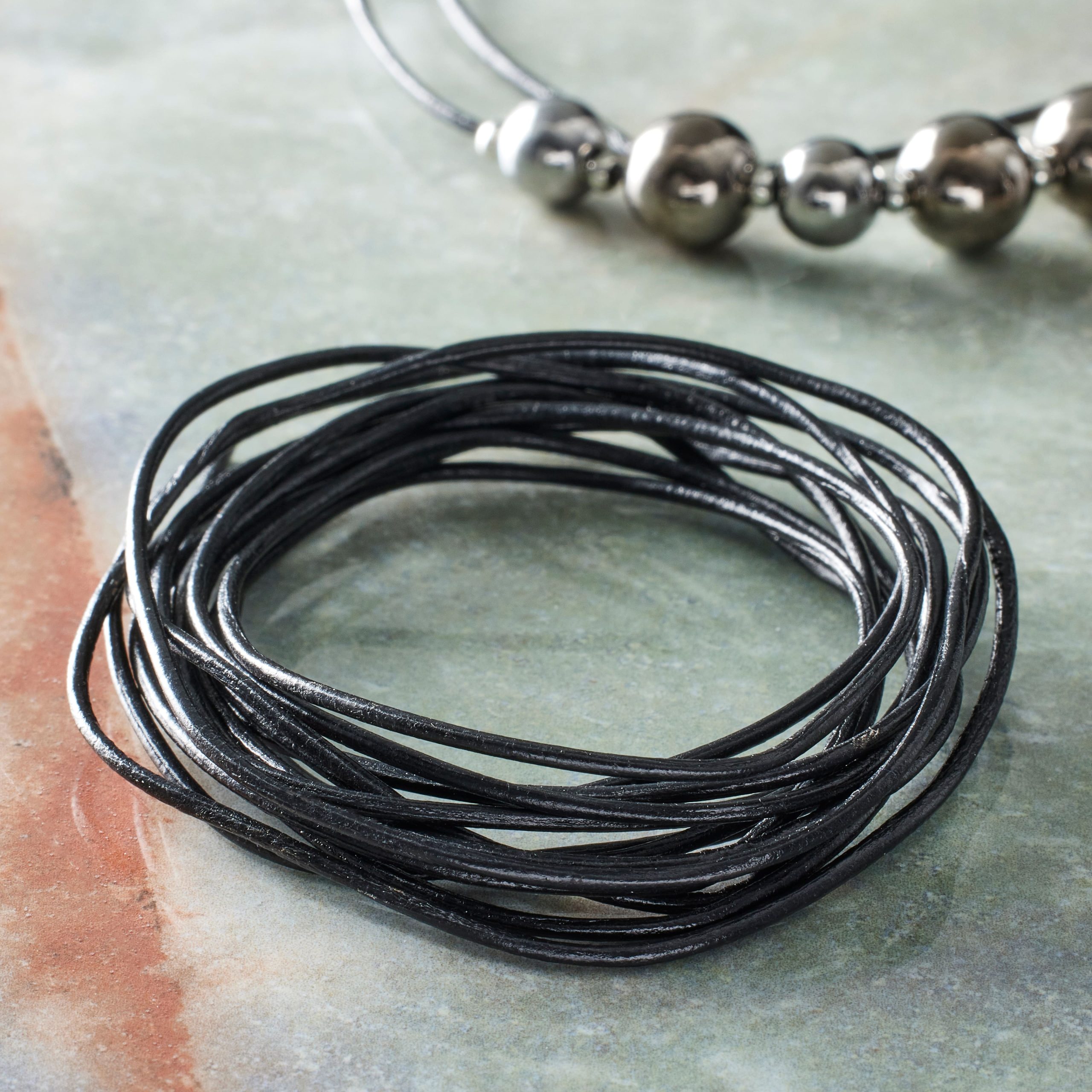 Black Leather Cord Kit & Findings Necklace Kit by Bead Landing™ - Image 2
