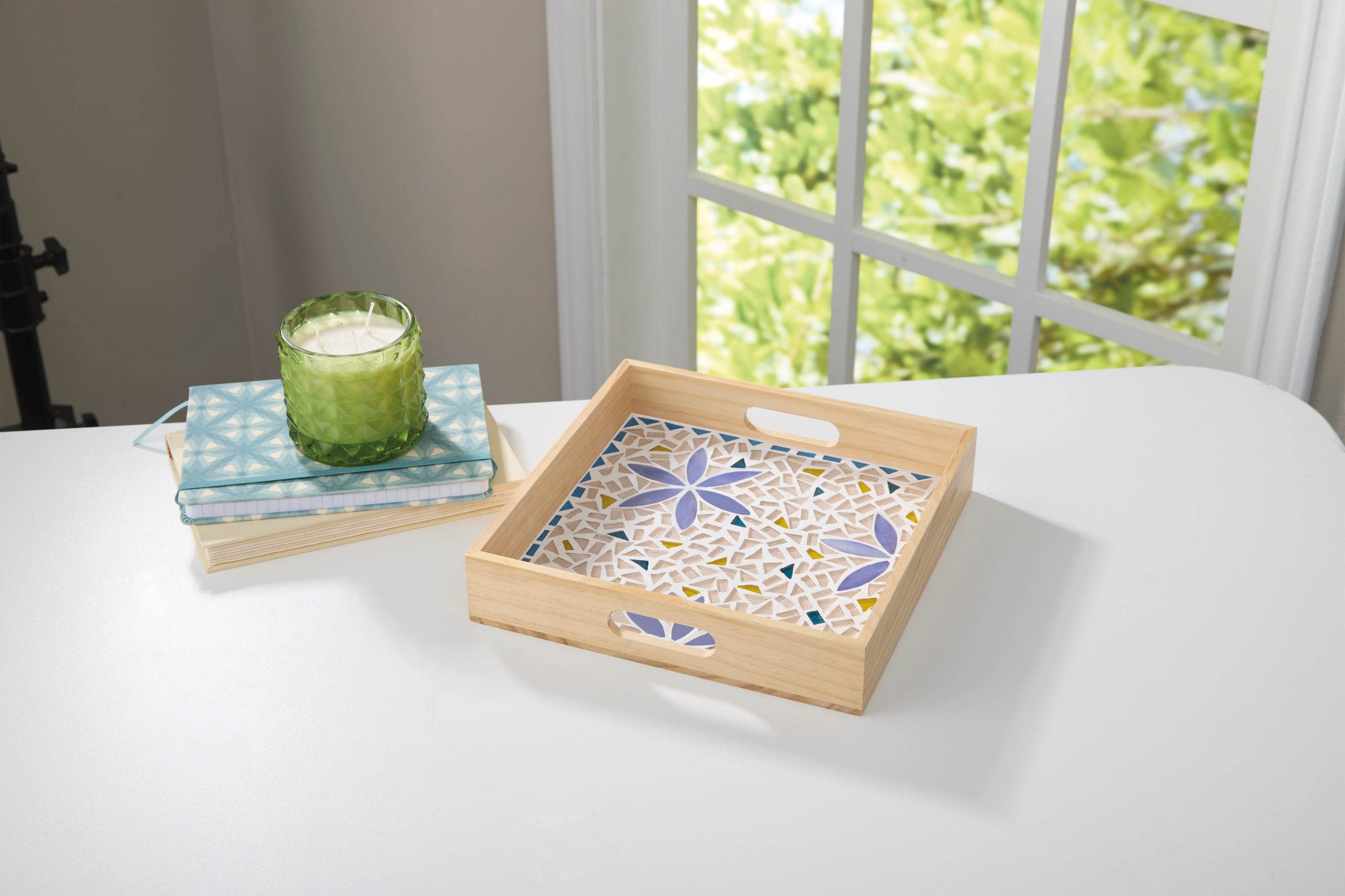 10" x 10" Indigo Flowers Mosaic Tray Kit by Make Market®